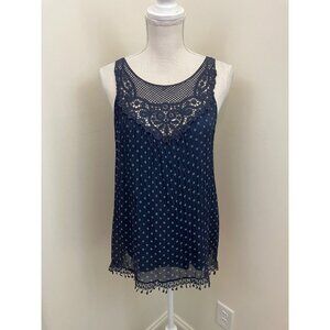 Carla Conti Blue Keyhole Back Embellished Front Tank Size Medium